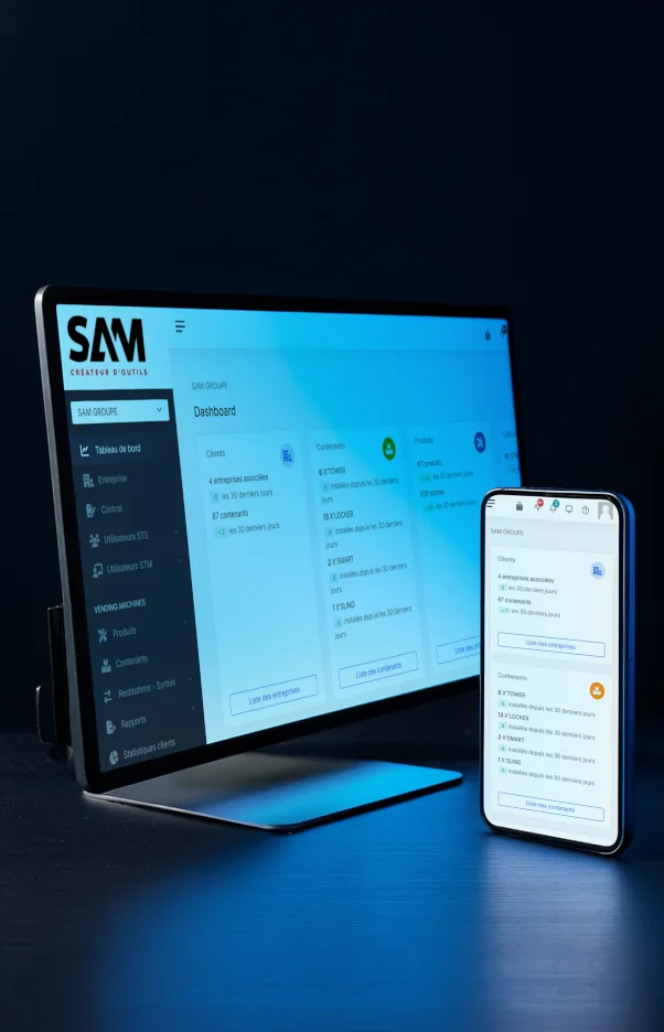 SAM Tool Supervisor sur un écran et un téléphone